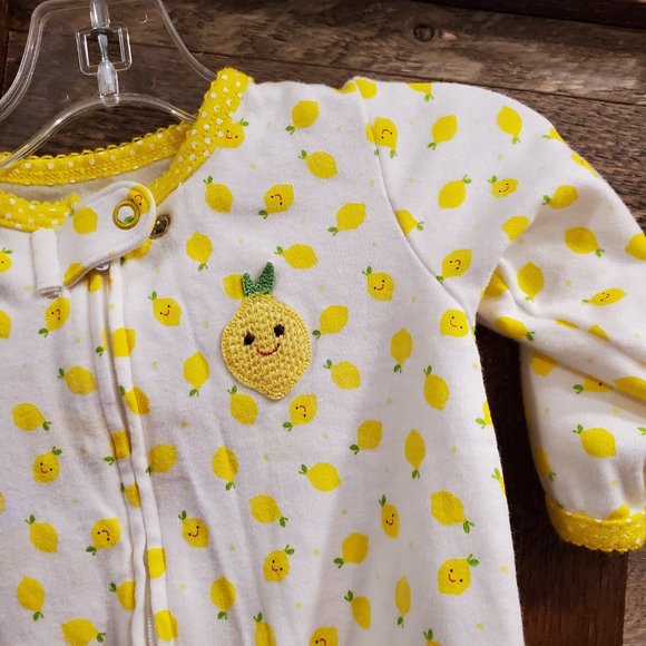 Carter's 6 Month Footed One Piece Yellow Lemons - Picture 2 of 8